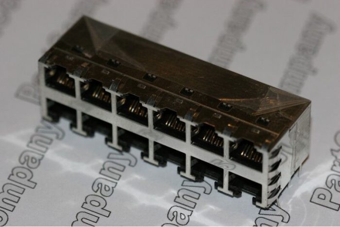 SS-73100-008 Stewart RJ45 8P8C Jack Terminal 12 Port RA Solder - Image 2