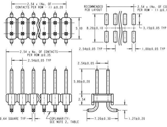 14 Pin PCB Header Vertical DIL Harwin SMT Surface Mount 2 Row 7+7 M20-8760742 - Image 2