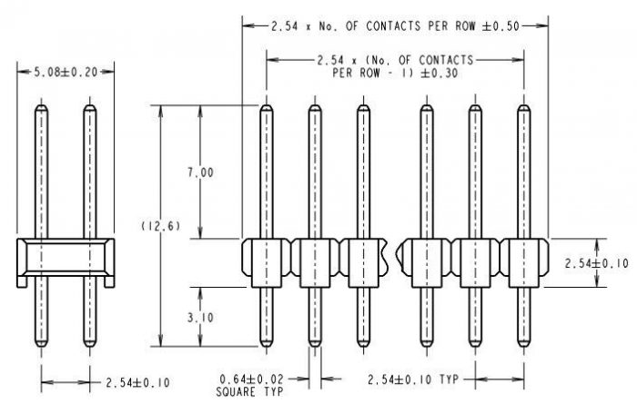 6 Pin PCB Header Vertical DIL Harwin 2 Row 3+3 M20-9720346 - Image 3